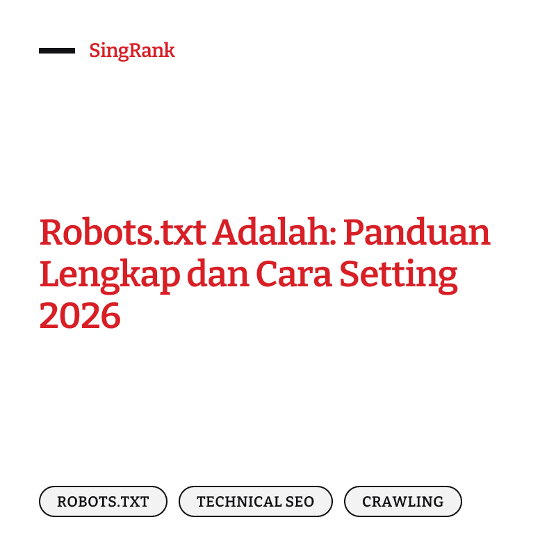 Robots.txt adalah berkas teks di akar domain yang mengatur bagian situs mana yang boleh dirayapi crawler